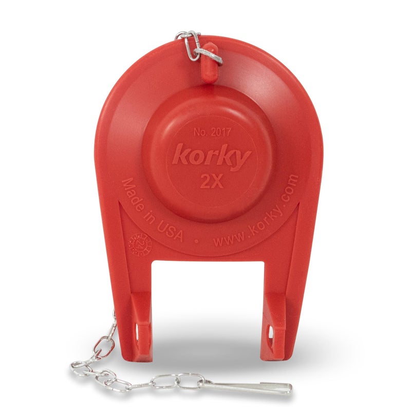 Korky 2017BP Standard 2-Inch 2X Ultra High Performance Universal Long Lasting Rubber-Easy to Install-Made in USA Toilet Flapper, 1 Count (Pack of 1), Red - Image 1